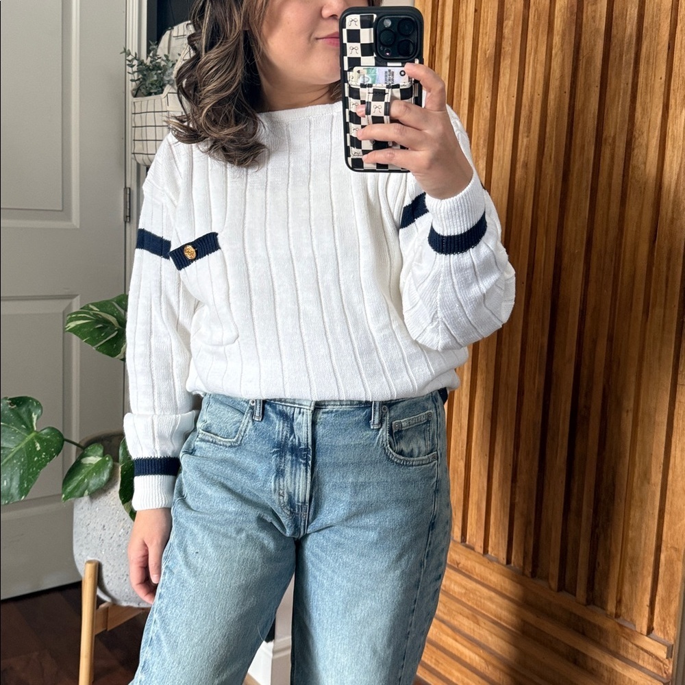 Vintage Avon Fashion Ramie Cotton Nautical Style Oversized Sweater. M